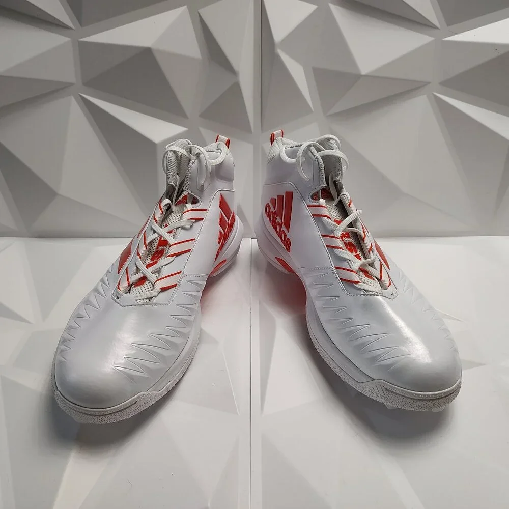 Adidas Mens Football Cleats 18 White Orange Shoe Lacrosse Nasty Mid Top - Picture 7 of 13